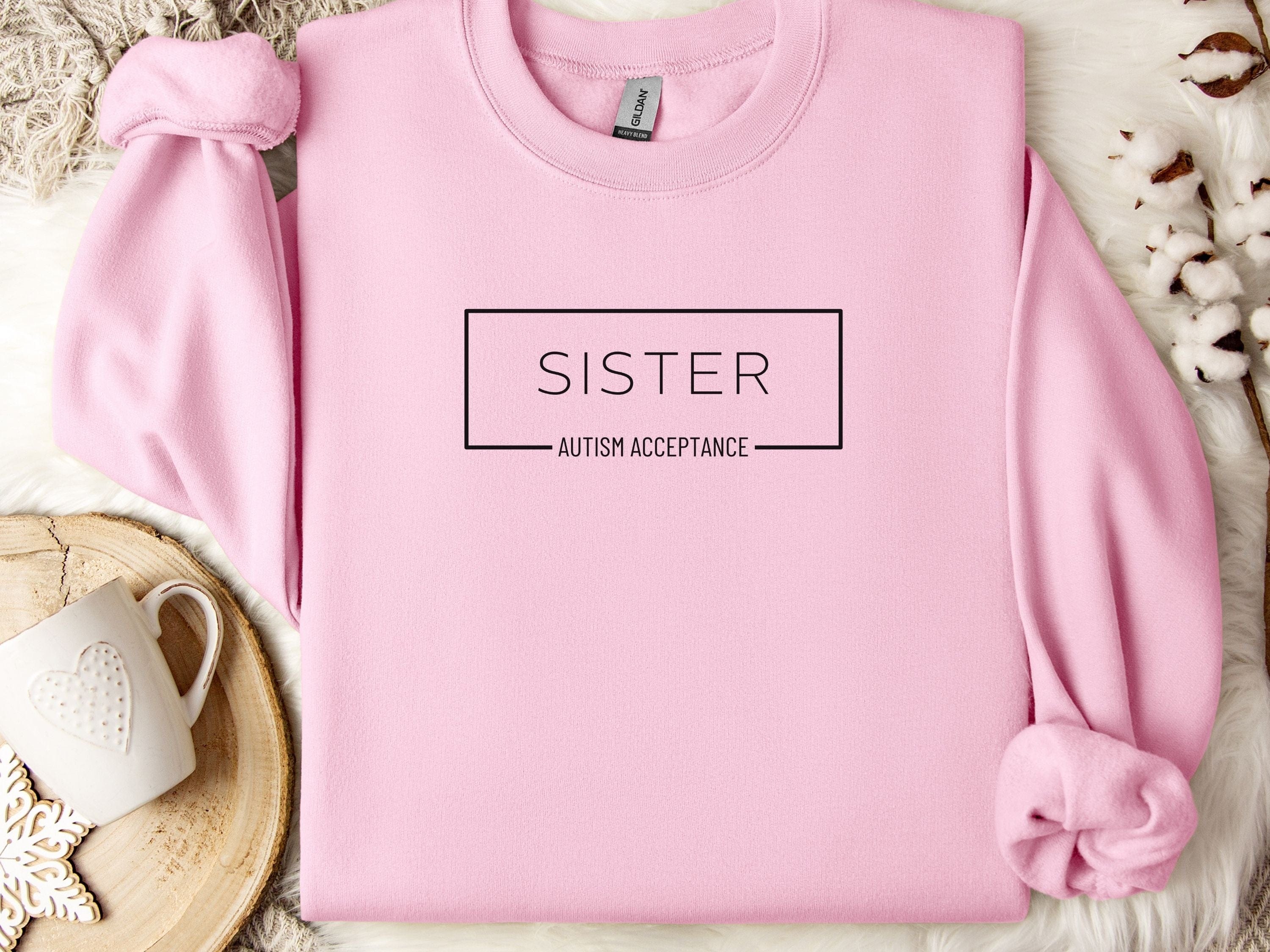 Sister Box Sweatshirt-Light Pink-Neurodiversity, ADHD & Autism Awareness & Acceptance Sweatshirt by Daily Bloom