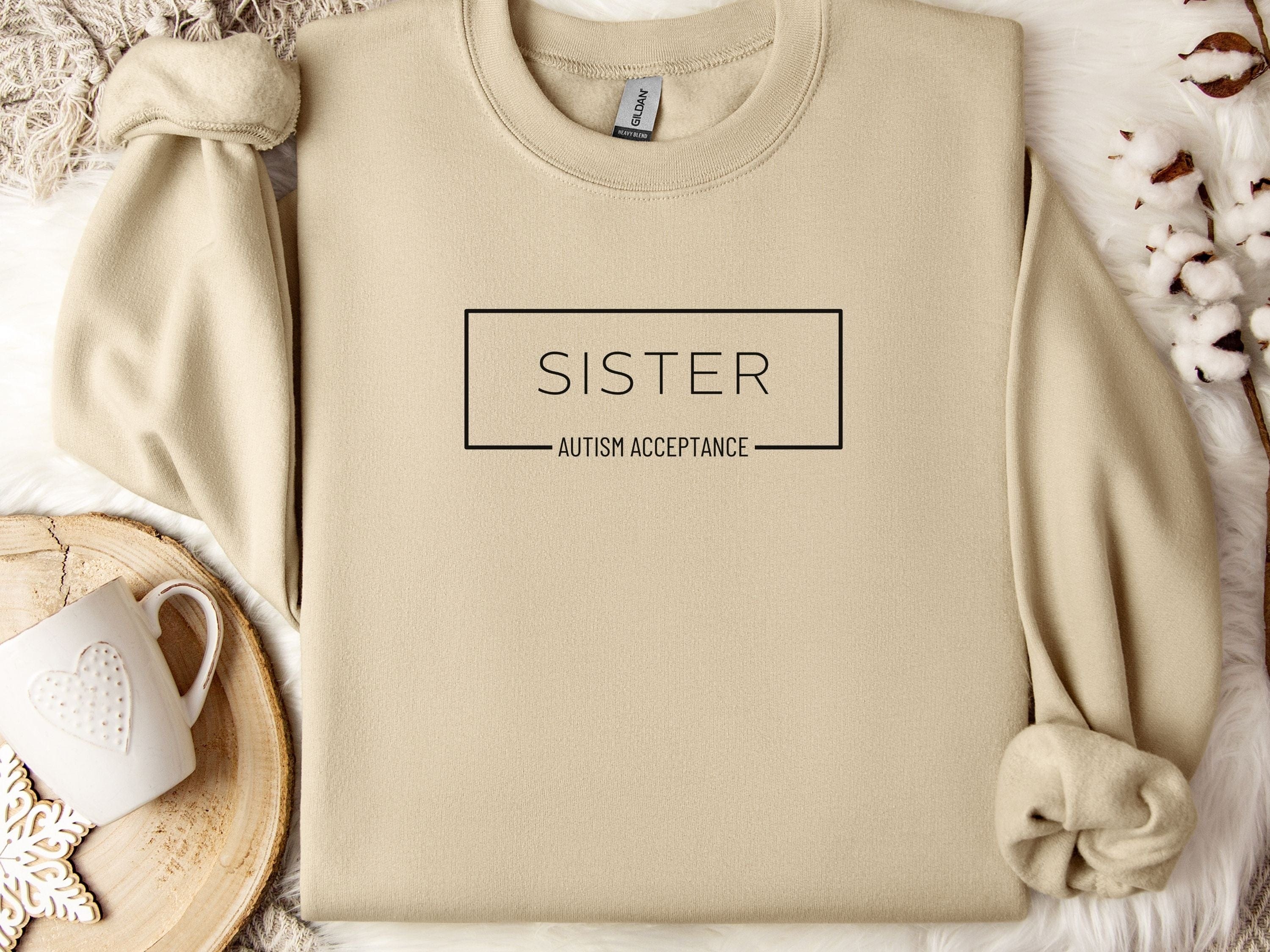 Sister Box Sweatshirt-Sand-Neurodiversity, ADHD & Autism Awareness & Acceptance Sweatshirt by Daily Bloom