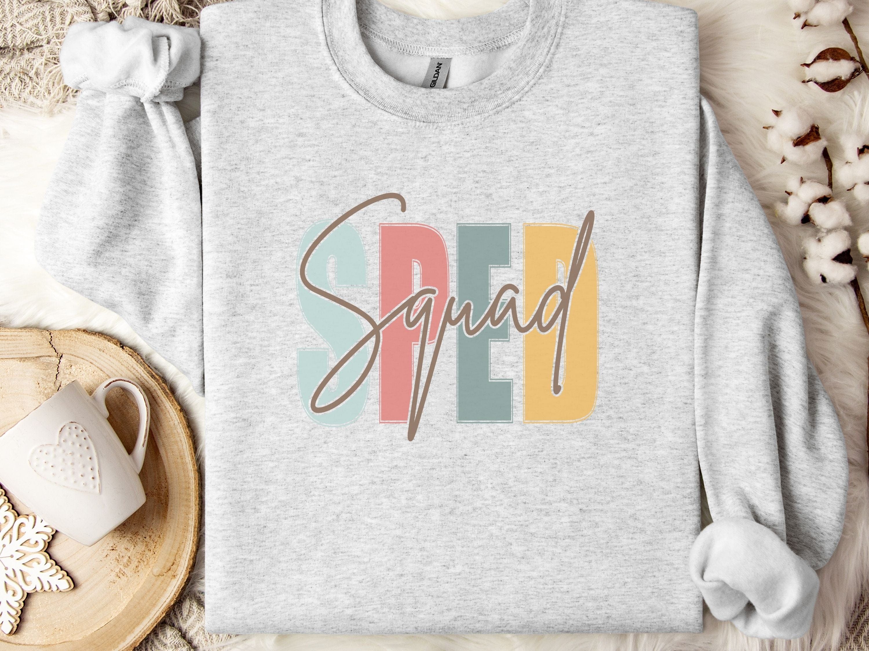 SPED Squad - Special Education Sweatshirt-White-Neurodiversity, ADHD & Autism Awareness & Acceptance Sweatshirt by Daily Bloom