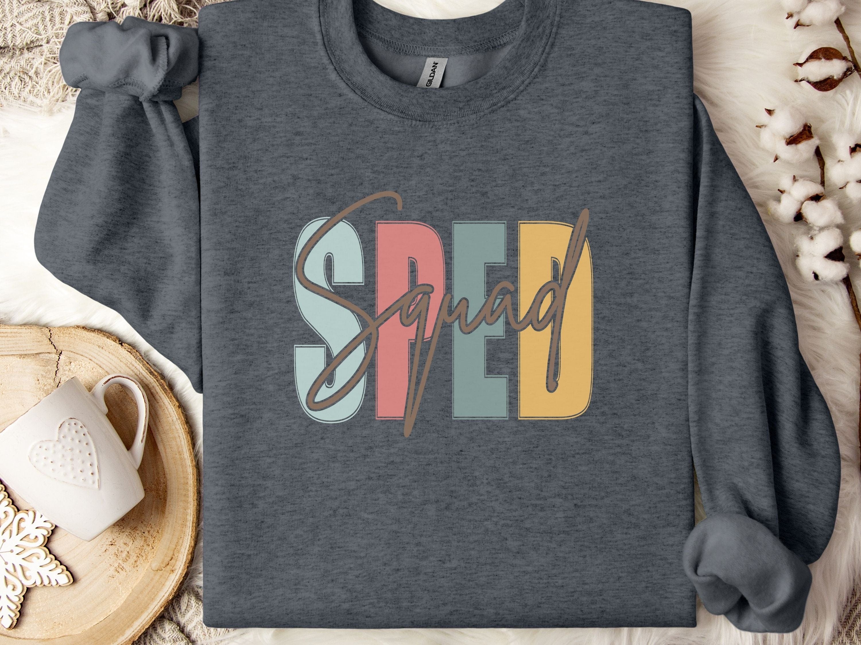 SPED Squad - Special Education Sweatshirt-Dark Heather-Neurodiversity, ADHD & Autism Awareness & Acceptance Sweatshirt by Daily Bloom