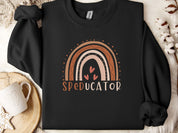 SPEDucator Boho Rainbow Sweatshirt-Black-Neurodiversity, ADHD & Autism Awareness & Acceptance Sweatshirt by Daily Bloom