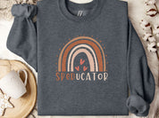 SPEDucator Boho Rainbow Sweatshirt-Dark Heather-Neurodiversity, ADHD & Autism Awareness & Acceptance Sweatshirt by Daily Bloom