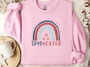 SPEDucator Boho Rainbow Sweatshirt-Light Pink-Neurodiversity, ADHD & Autism Awareness & Acceptance Sweatshirt by Daily Bloom
