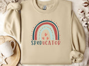 SPEDucator Boho Rainbow Sweatshirt-Sand-Neurodiversity, ADHD & Autism Awareness & Acceptance Sweatshirt by Daily Bloom
