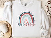 SPEDucator Boho Rainbow Sweatshirt-White-Neurodiversity, ADHD & Autism Awareness & Acceptance Sweatshirt by Daily Bloom