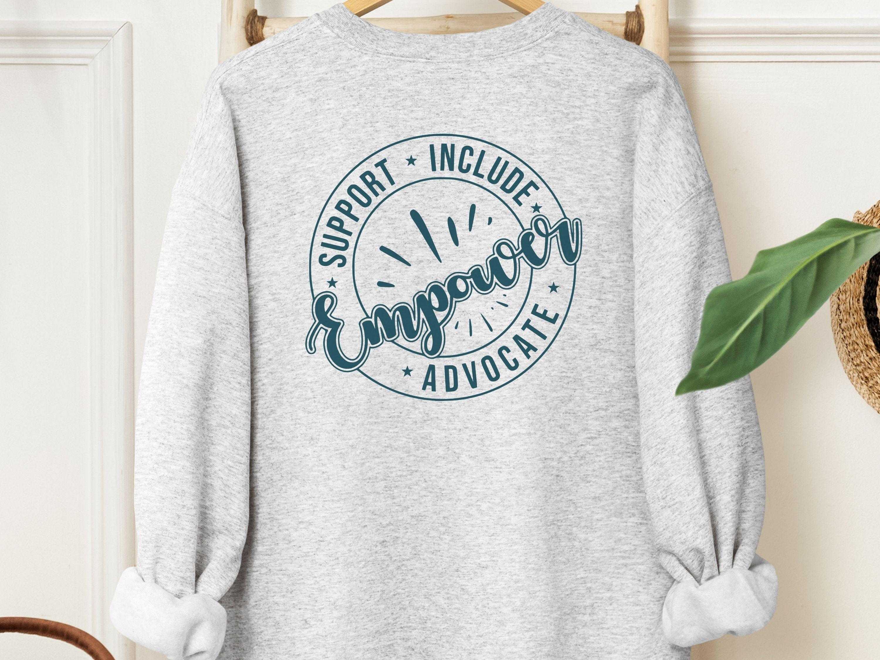 Support Include Advocate Empower Sweatshirt-Ash-Neurodiversity, ADHD & Autism Awareness & Acceptance Sweatshirt by Daily Bloom