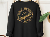 Support Include Advocate Empower Sweatshirt-Black-Neurodiversity, ADHD & Autism Awareness & Acceptance Sweatshirt by Daily Bloom