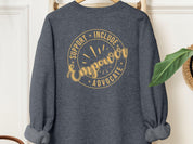 Support Include Advocate Empower Sweatshirt-Dark Heather-Neurodiversity, ADHD & Autism Awareness & Acceptance Sweatshirt by Daily Bloom