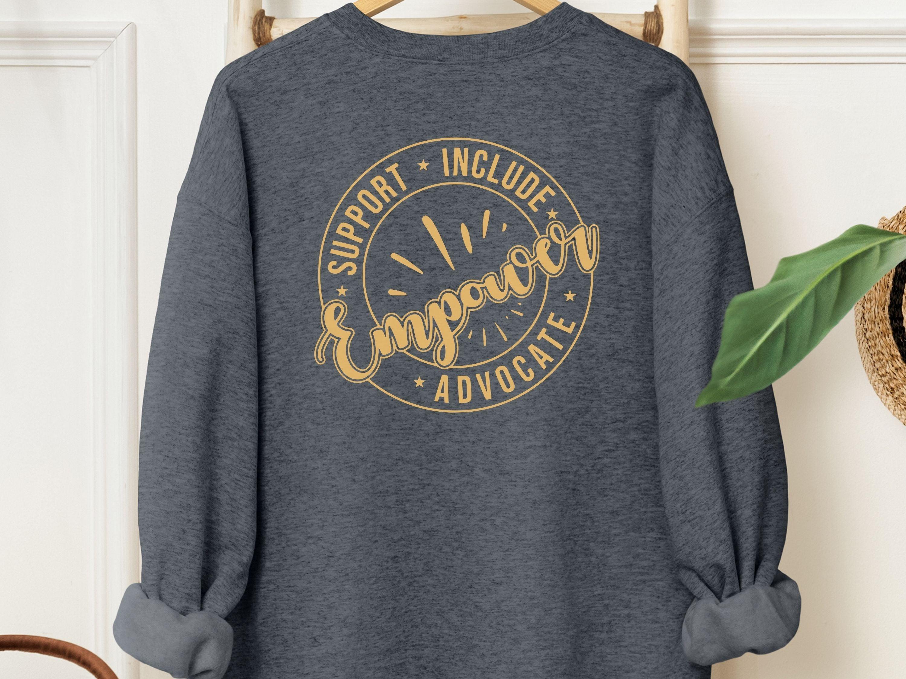 Support Include Advocate Empower Sweatshirt-Dark Heather-Neurodiversity, ADHD & Autism Awareness & Acceptance Sweatshirt by Daily Bloom