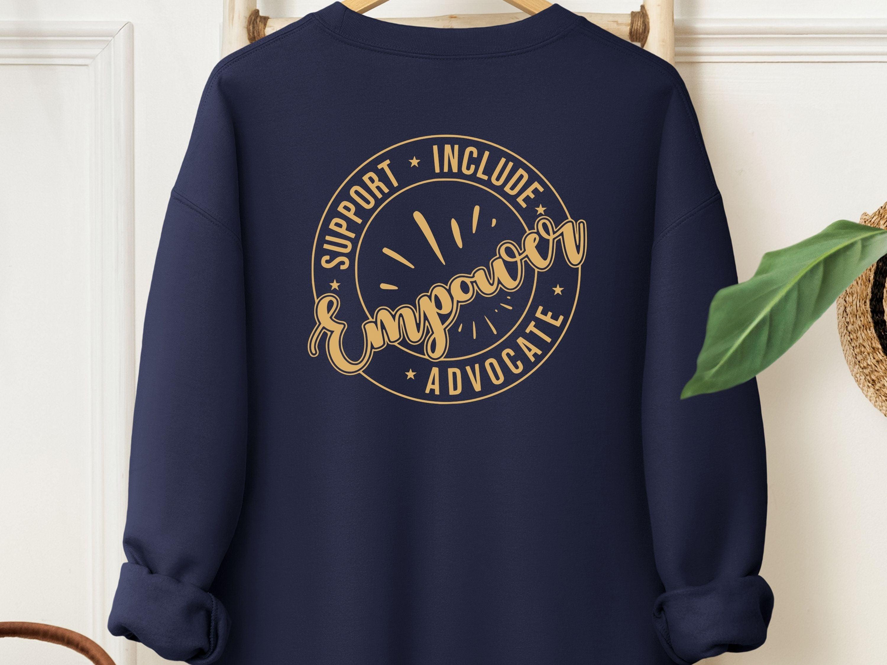 Support Include Advocate Empower Sweatshirt-Navy-Neurodiversity, ADHD & Autism Awareness & Acceptance Sweatshirt by Daily Bloom