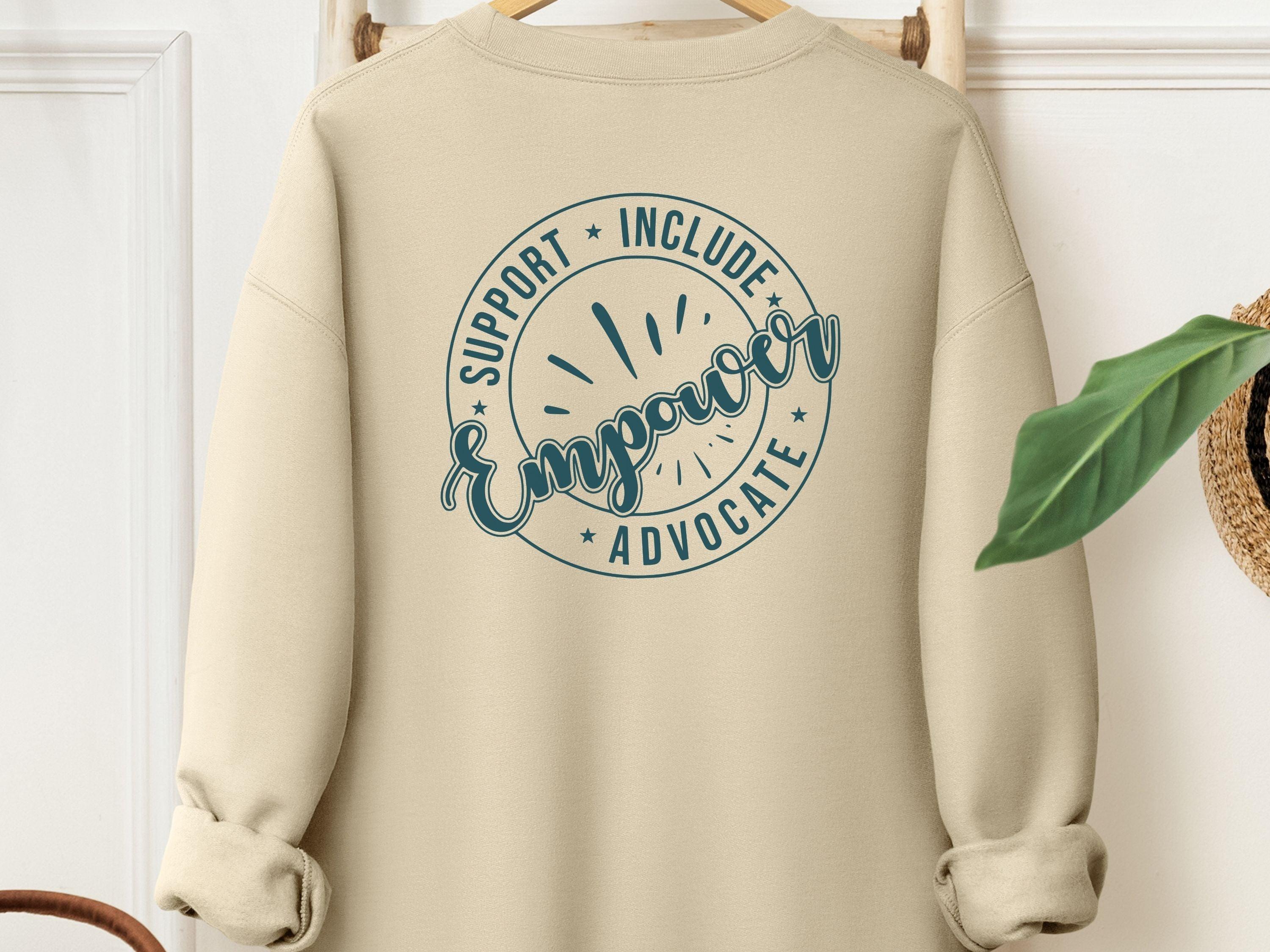 Support Include Advocate Empower Sweatshirt-Sand-Neurodiversity, ADHD & Autism Awareness & Acceptance Sweatshirt by Daily Bloom