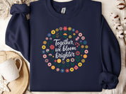 Together We Bloom Brighter Sweatshirt-Navy-Neurodiversity, ADHD & Autism Awareness & Acceptance Sweatshirt by Daily Bloom