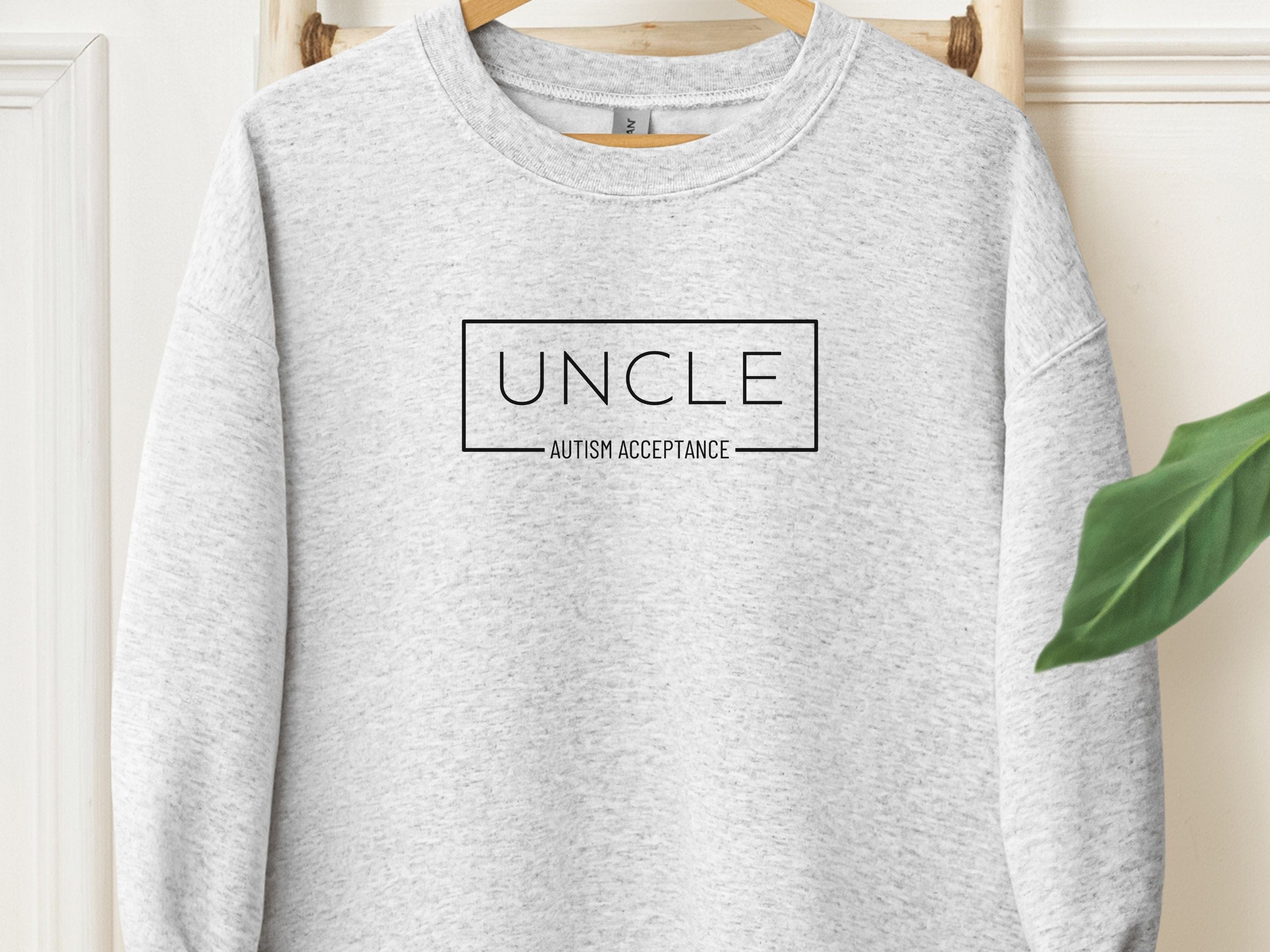 Uncle Autism Acceptance Box Sweatshirt-Ash-Neurodiversity, ADHD & Autism Awareness & Acceptance Sweatshirt by Daily Bloom
