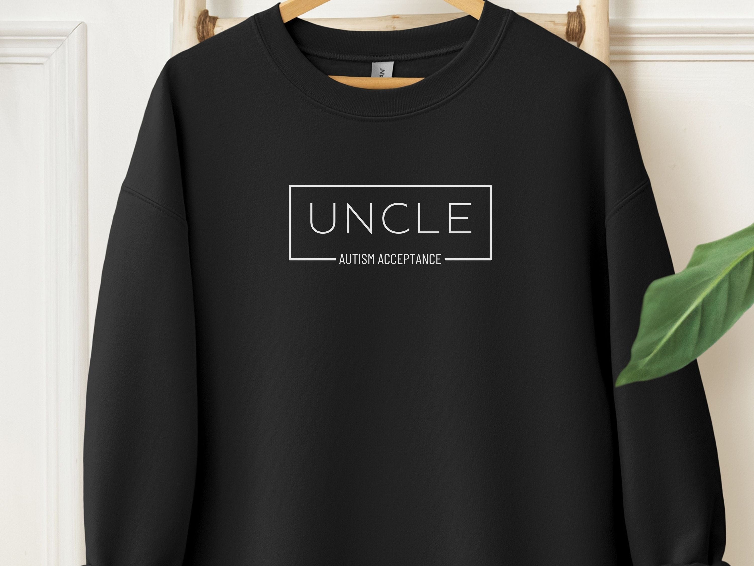 Uncle Autism Acceptance Box Sweatshirt-Black-Neurodiversity, ADHD & Autism Awareness & Acceptance Sweatshirt by Daily Bloom