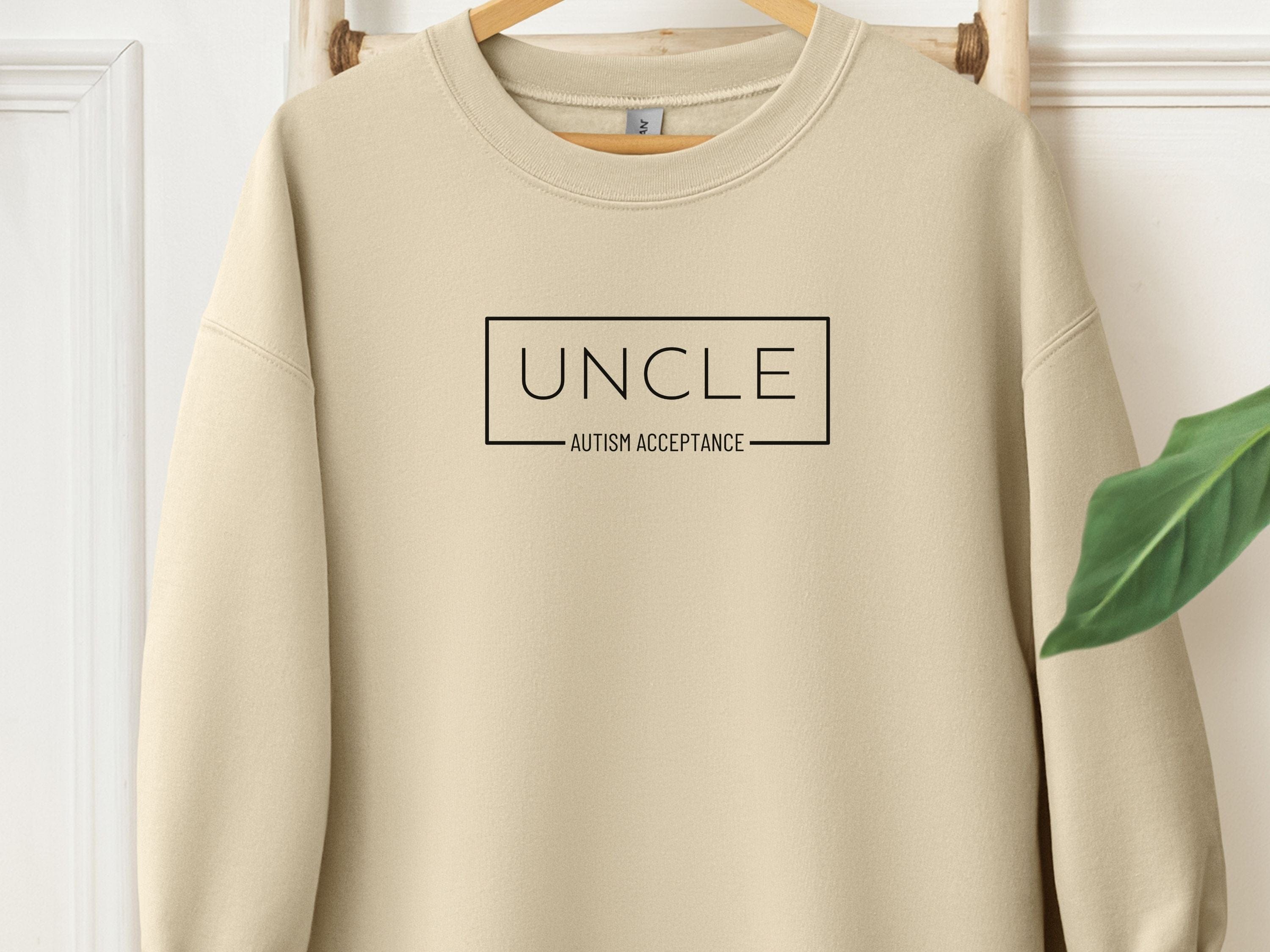Uncle Autism Acceptance Box Sweatshirt-Sand-Neurodiversity, ADHD & Autism Awareness & Acceptance Sweatshirt by Daily Bloom