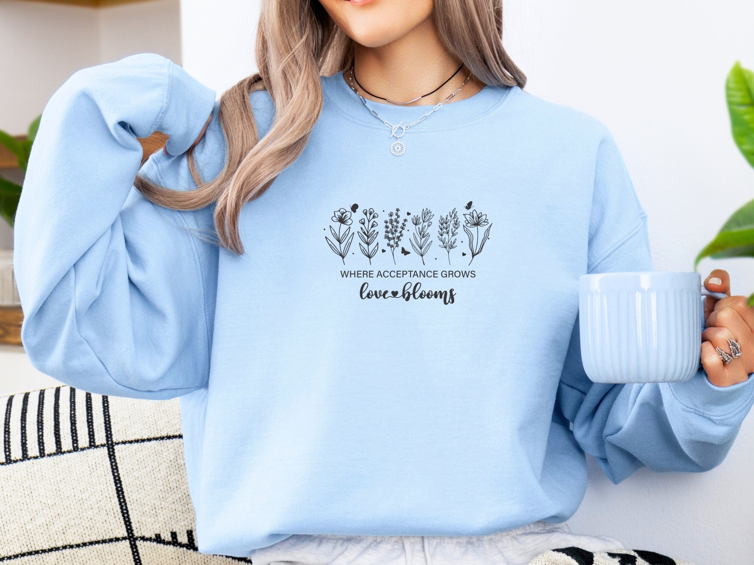 Where Acceptance Grows Love Blooms Sweatshirt-Neurodiversity, ADHD & Autism Awareness & Acceptance Sweatshirt by Daily Bloom