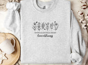 Where Acceptance Grows Love Blooms Sweatshirt-Ash-Neurodiversity, ADHD & Autism Awareness & Acceptance Sweatshirt by Daily Bloom