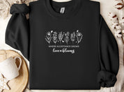 Where Acceptance Grows Love Blooms Sweatshirt-Black-Neurodiversity, ADHD & Autism Awareness & Acceptance Sweatshirt by Daily Bloom