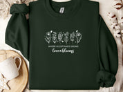 Where Acceptance Grows Love Blooms Sweatshirt-Forest Green-Neurodiversity, ADHD & Autism Awareness & Acceptance Sweatshirt by Daily Bloom