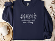 Where Acceptance Grows Love Blooms Sweatshirt-Navy-Neurodiversity, ADHD & Autism Awareness & Acceptance Sweatshirt by Daily Bloom