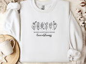 Where Acceptance Grows Love Blooms Sweatshirt-White-Neurodiversity, ADHD & Autism Awareness & Acceptance Sweatshirt by Daily Bloom