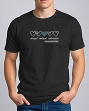 Accept Adapt Advocate Love Hearts Tee-Neurodiversity, ADHD & Autism Awareness & Acceptance T-Shirt by Daily Bloom