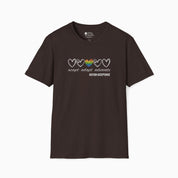 Autism T-Shirt By Daily Bloom Accept Adapt Advocate Rainbow Love Heart Tee Dark Chocolate / S