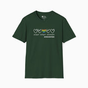 Autism T-Shirt By Daily Bloom Accept Adapt Advocate Rainbow Love Heart Tee Forest Green / S