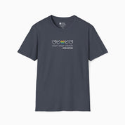 Autism T-Shirt By Daily Bloom Accept Adapt Advocate Rainbow Love Heart Tee Heather Navy / S