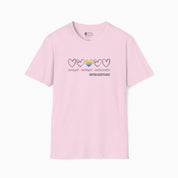 Autism T-Shirt By Daily Bloom Accept Adapt Advocate Rainbow Love Heart Tee Light Pink / S