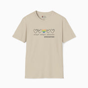 Autism T-Shirt By Daily Bloom Accept Adapt Advocate Rainbow Love Heart Tee Sand / S