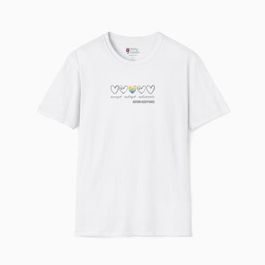 Autism T-Shirt - Accept Adapt Advocate Rainbow Love Heart Tee - Daily Bloom