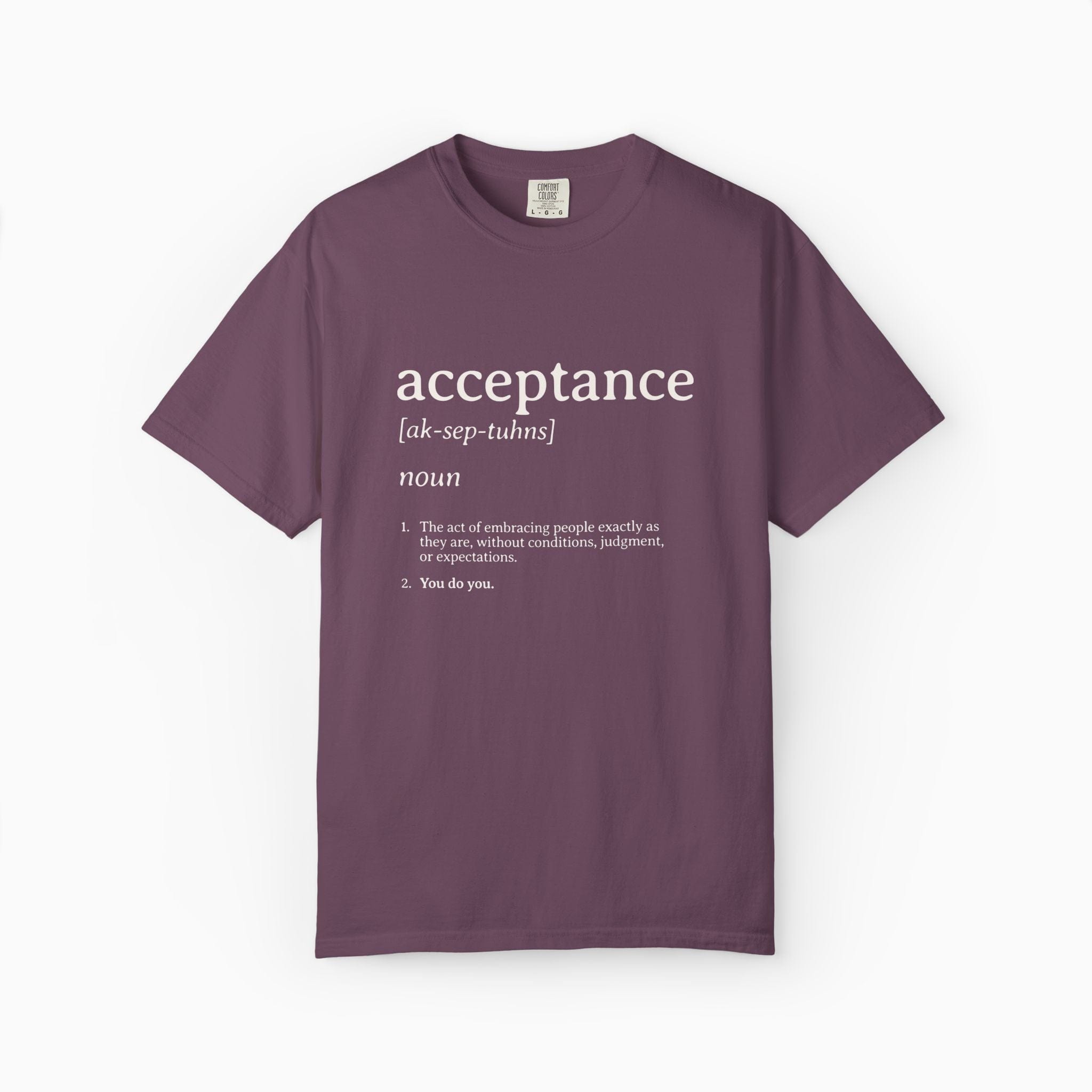 Autism T-Shirt By Daily Bloom Acceptance Definition Comfort Colors Tee Berry / S