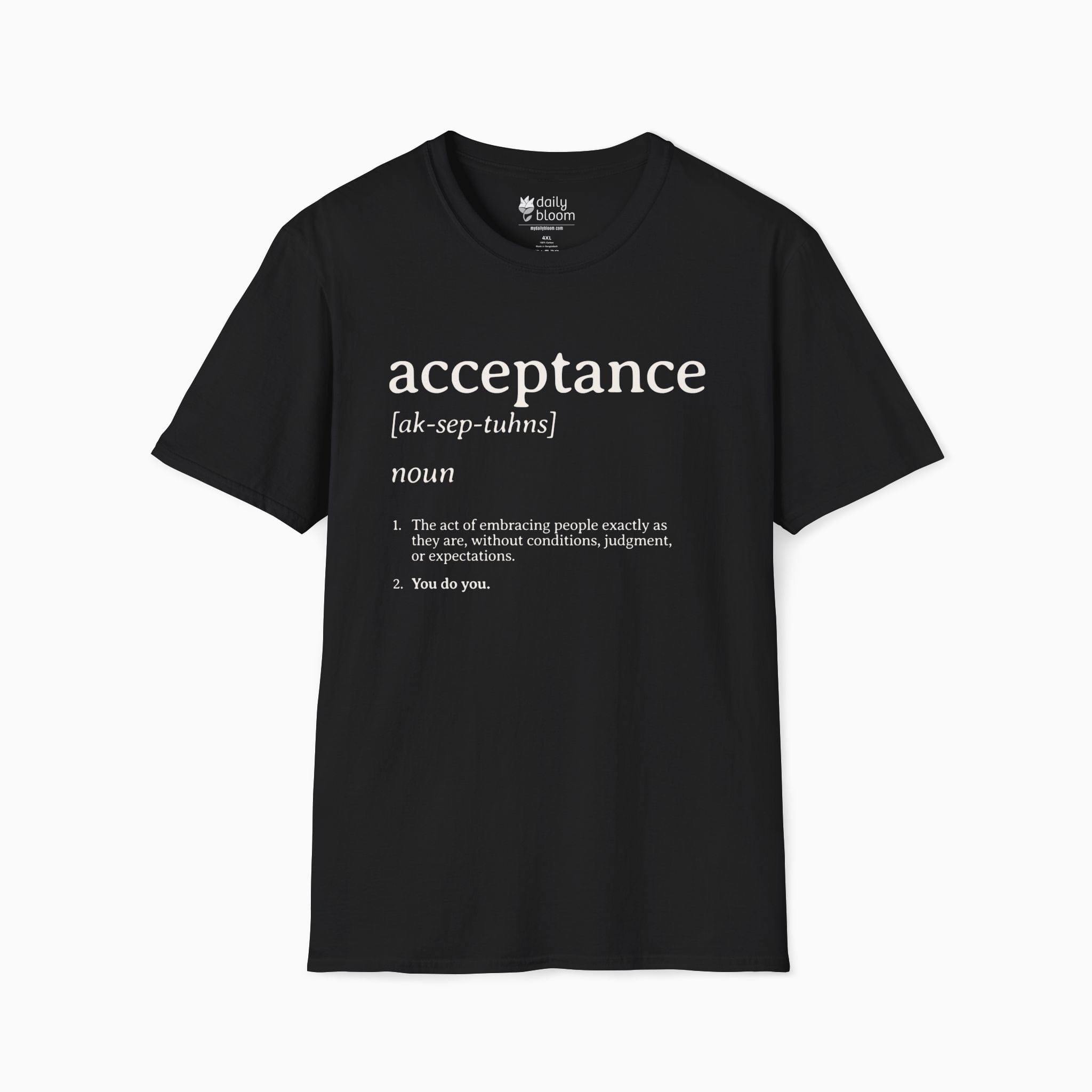 Autism T-Shirt By Daily Bloom Acceptance Definition Tee Black / S