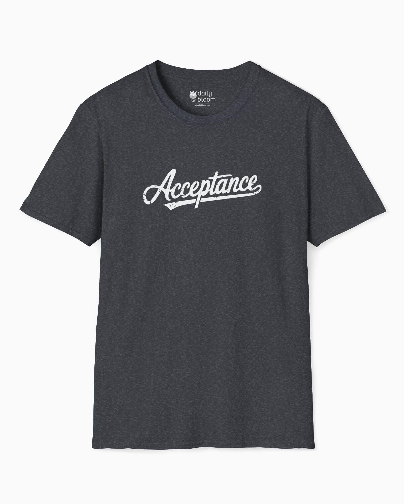 Autism T-Shirt By Daily Bloom Acceptance Grunge Script Tee Dark Heather Grey / S
