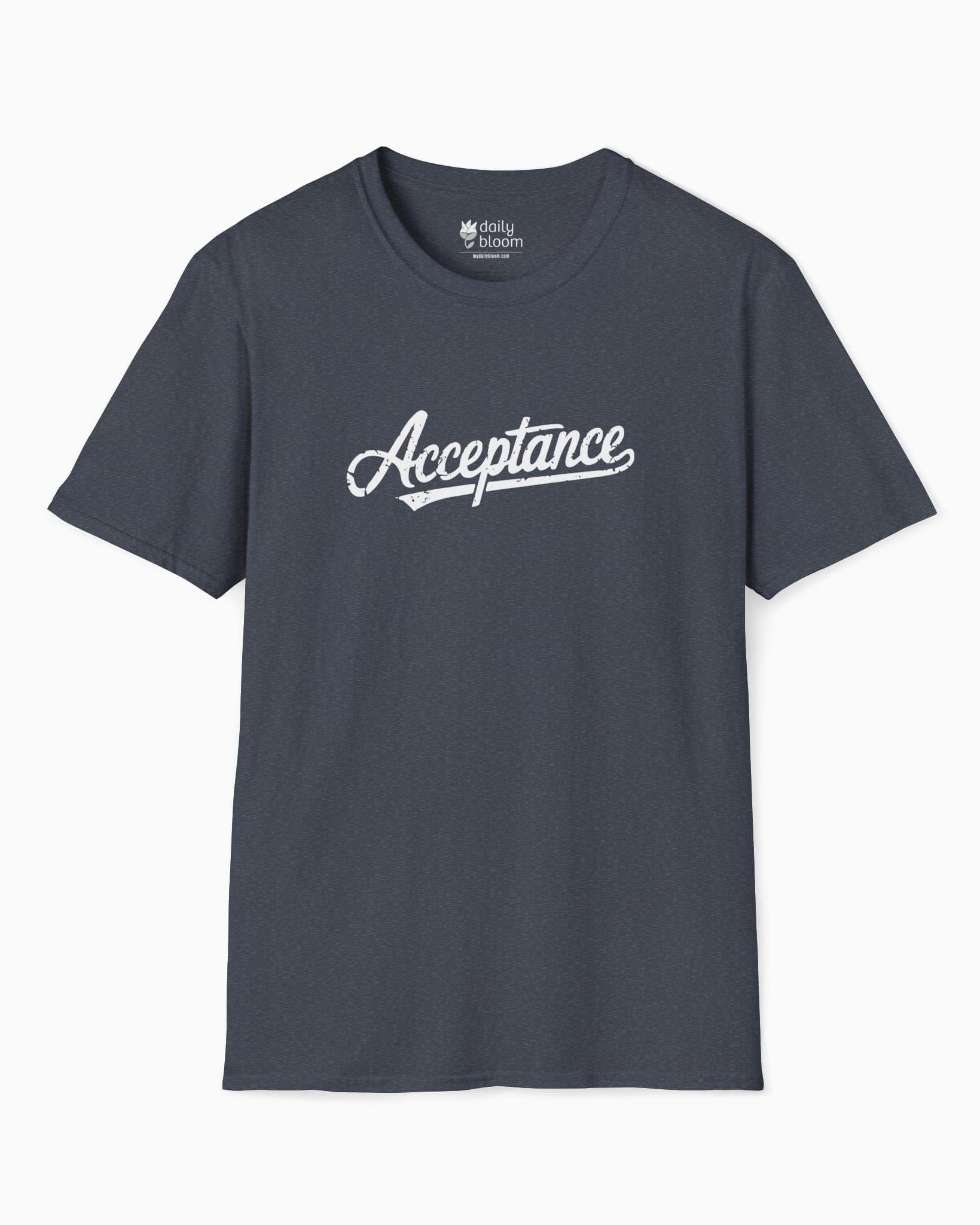 Autism T-Shirt By Daily Bloom Acceptance Grunge Script Tee Heather Navy / S