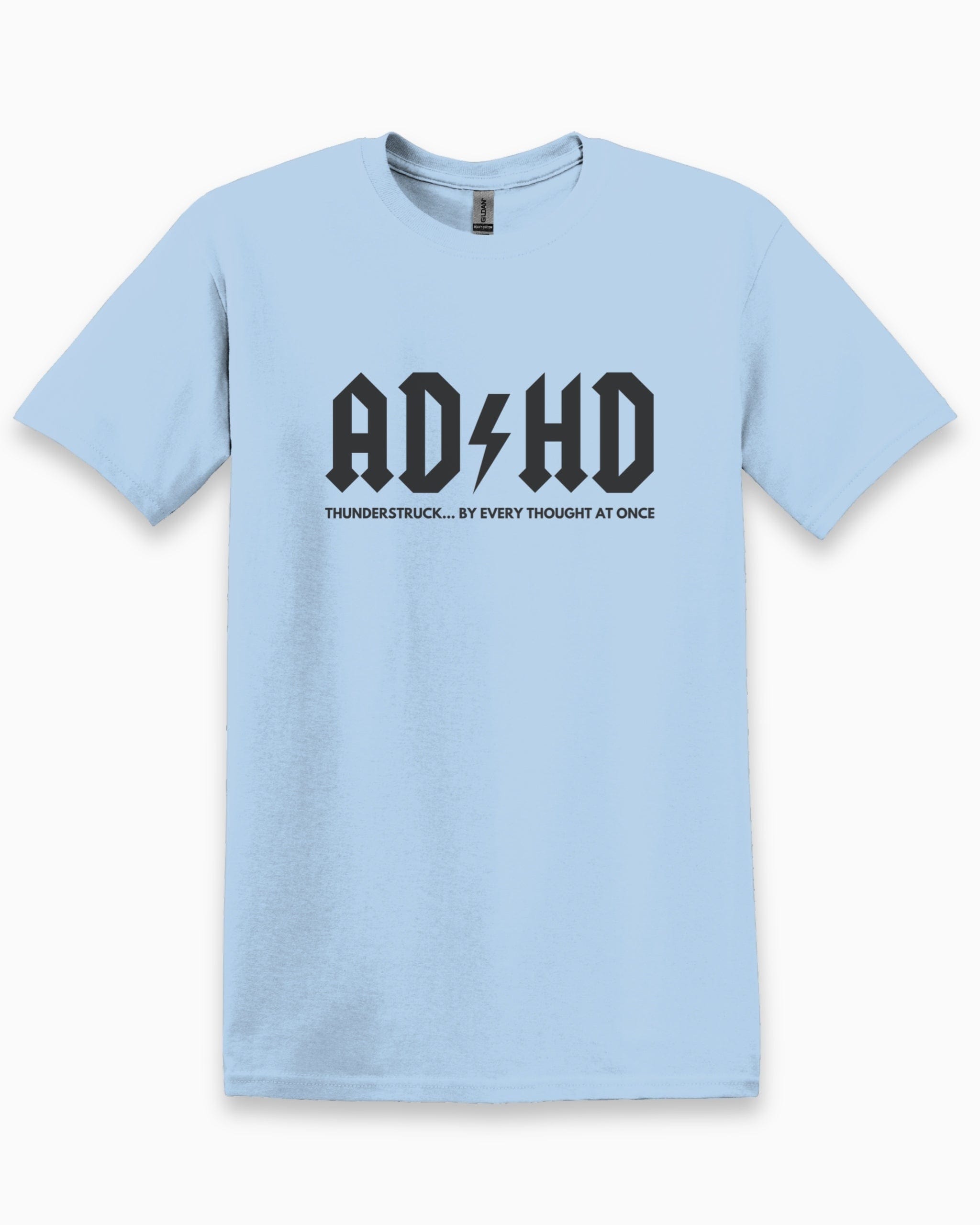HD Thunderstruck Tee-Light Blue-Neurodiversity, ADHD & Autism Awareness & Acceptance T-Shirt by Daily Bloom