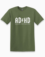 AD/HD Thunderstruck Tee-Military Green-Neurodiversity, ADHD & Autism Awareness & Acceptance T-Shirt by Daily Bloom