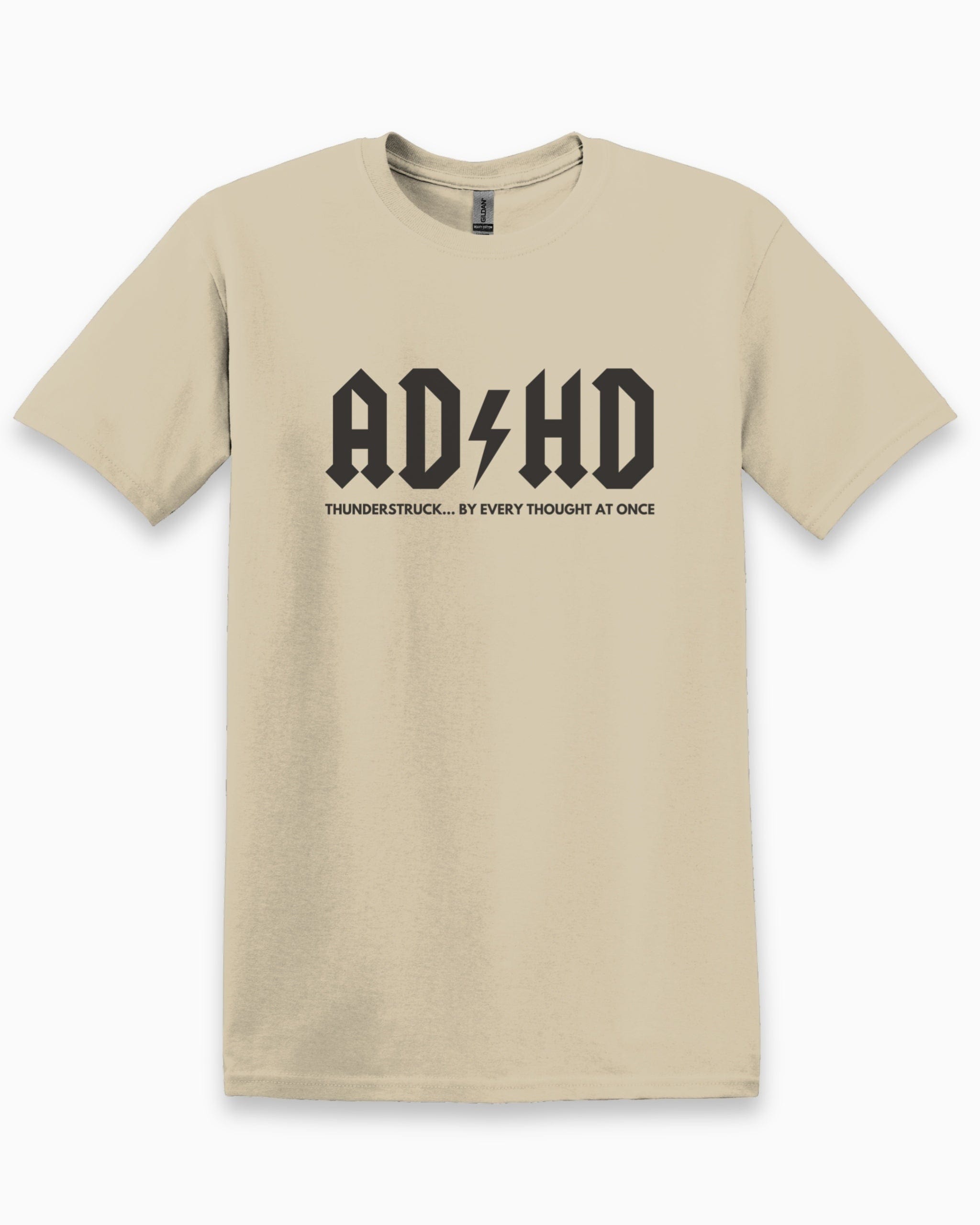HD Thunderstruck Tee-Sand-Neurodiversity, ADHD & Autism Awareness & Acceptance T-Shirt by Daily Bloom