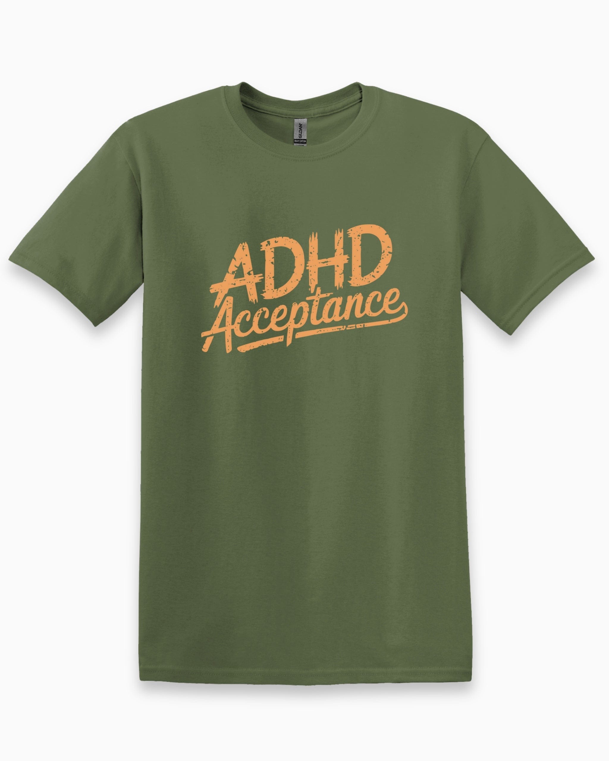 Autism T-Shirt By Daily Bloom ADHD Acceptance Grunge Style Tee Military Green / S