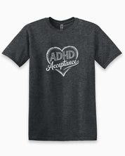 Autism T-Shirt By Daily Bloom ADHD Acceptance Love Heart Sketch Tee Dark Heather Grey / S