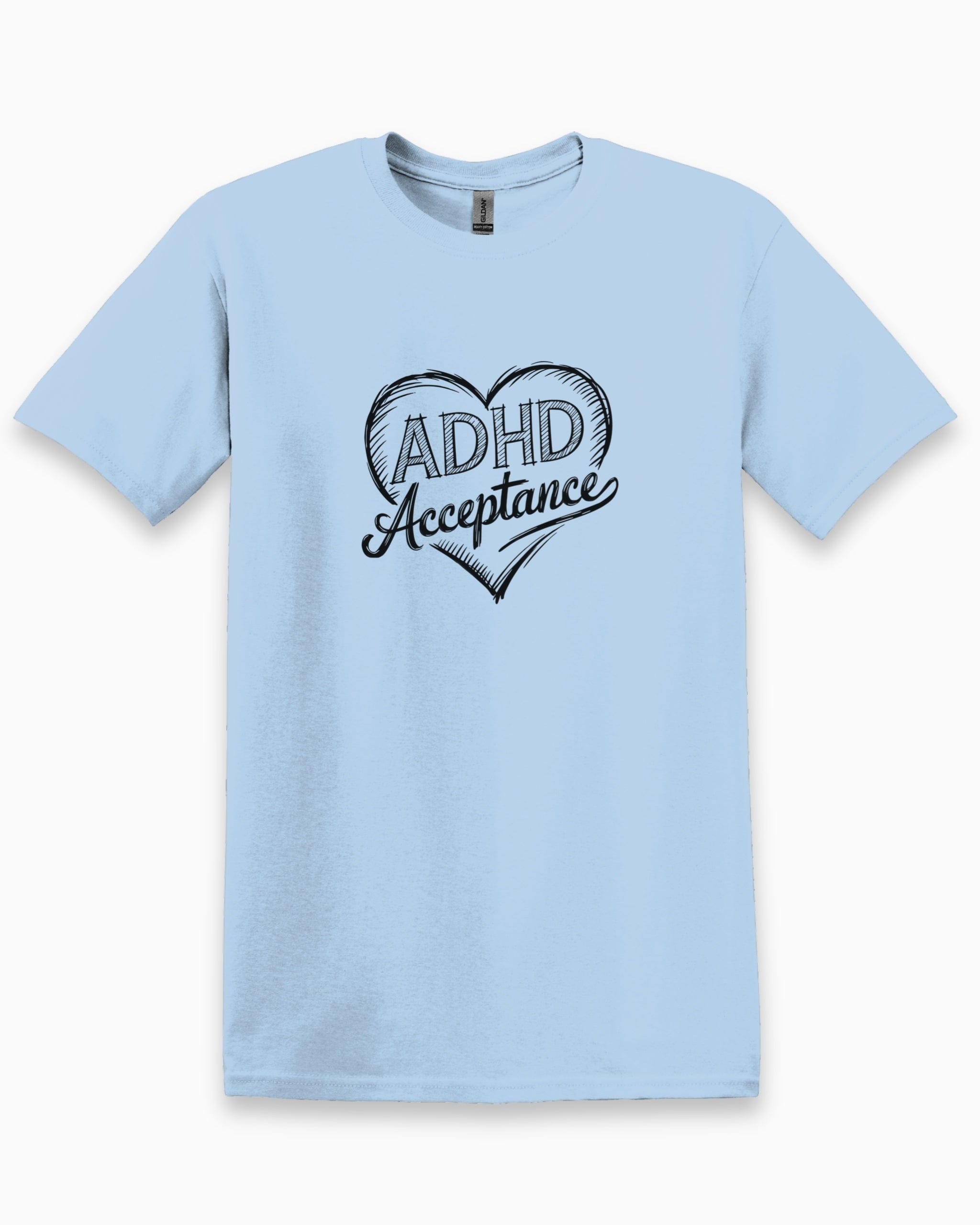 Autism T-Shirt By Daily Bloom ADHD Acceptance Love Heart Sketch Tee Light Blue / S
