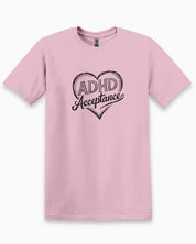 Autism T-Shirt By Daily Bloom ADHD Acceptance Love Heart Sketch Tee Light Pink / S