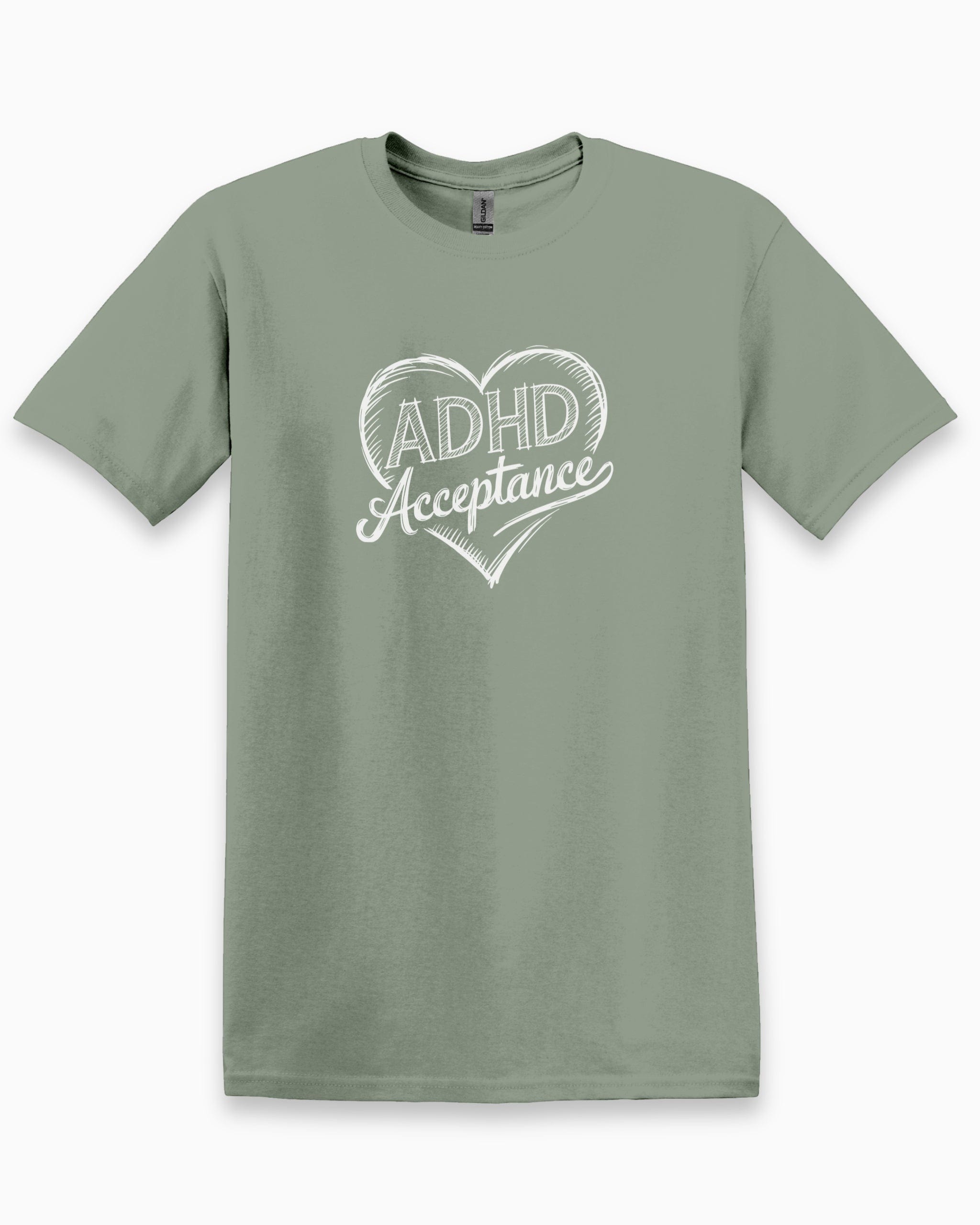 Autism T-Shirt By Daily Bloom ADHD Acceptance Love Heart Sketch Tee Sage / S