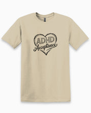 Autism T-Shirt By Daily Bloom ADHD Acceptance Love Heart Sketch Tee Sand / S
