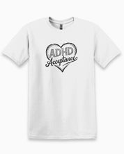 Autism T-Shirt By Daily Bloom ADHD Acceptance Love Heart Sketch Tee White / S