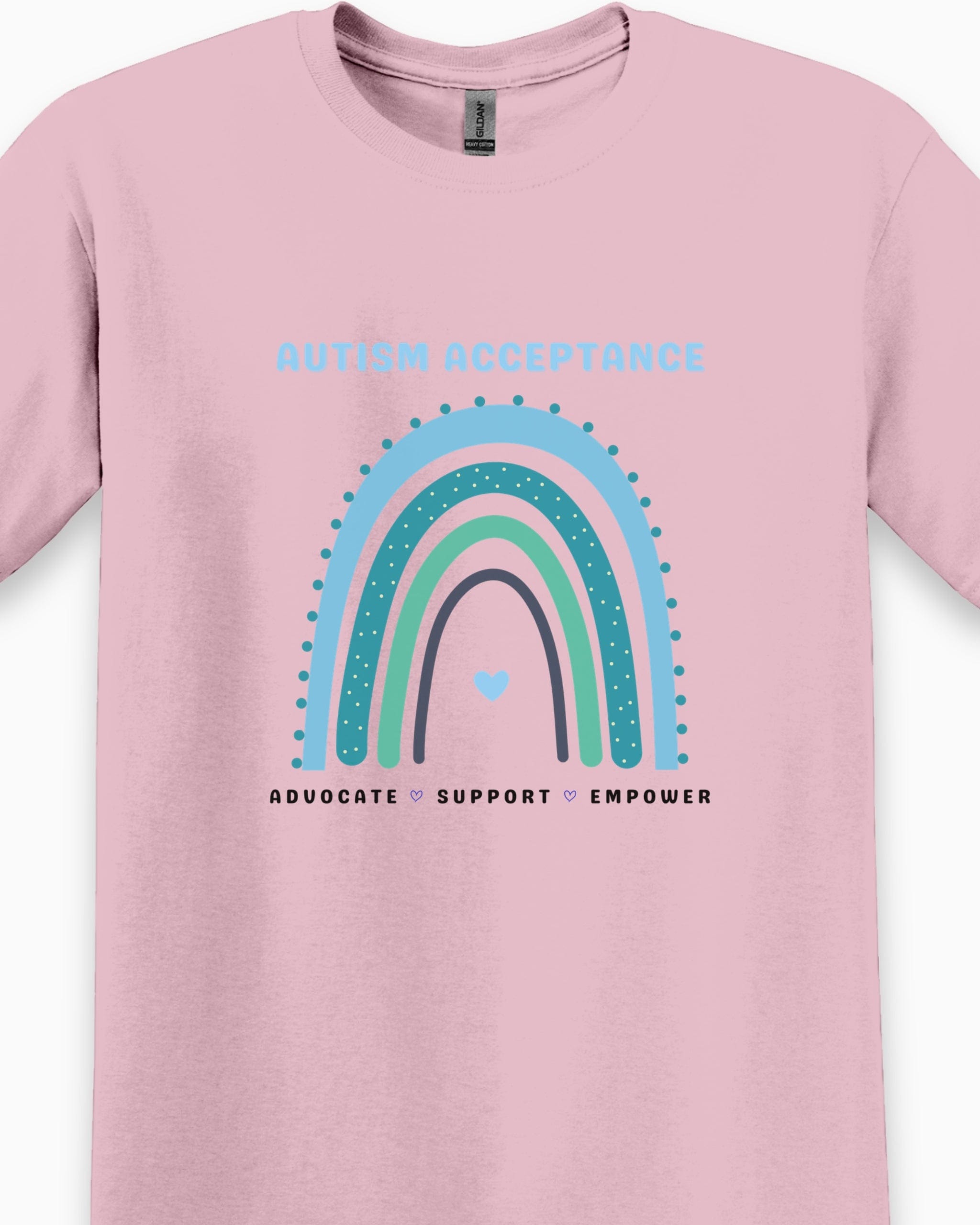 Advocate Support Empower Autism Acceptance Rainbow Tee-Neurodiversity, ADHD & Autism Awareness & Acceptance T-Shirt by Daily Bloom