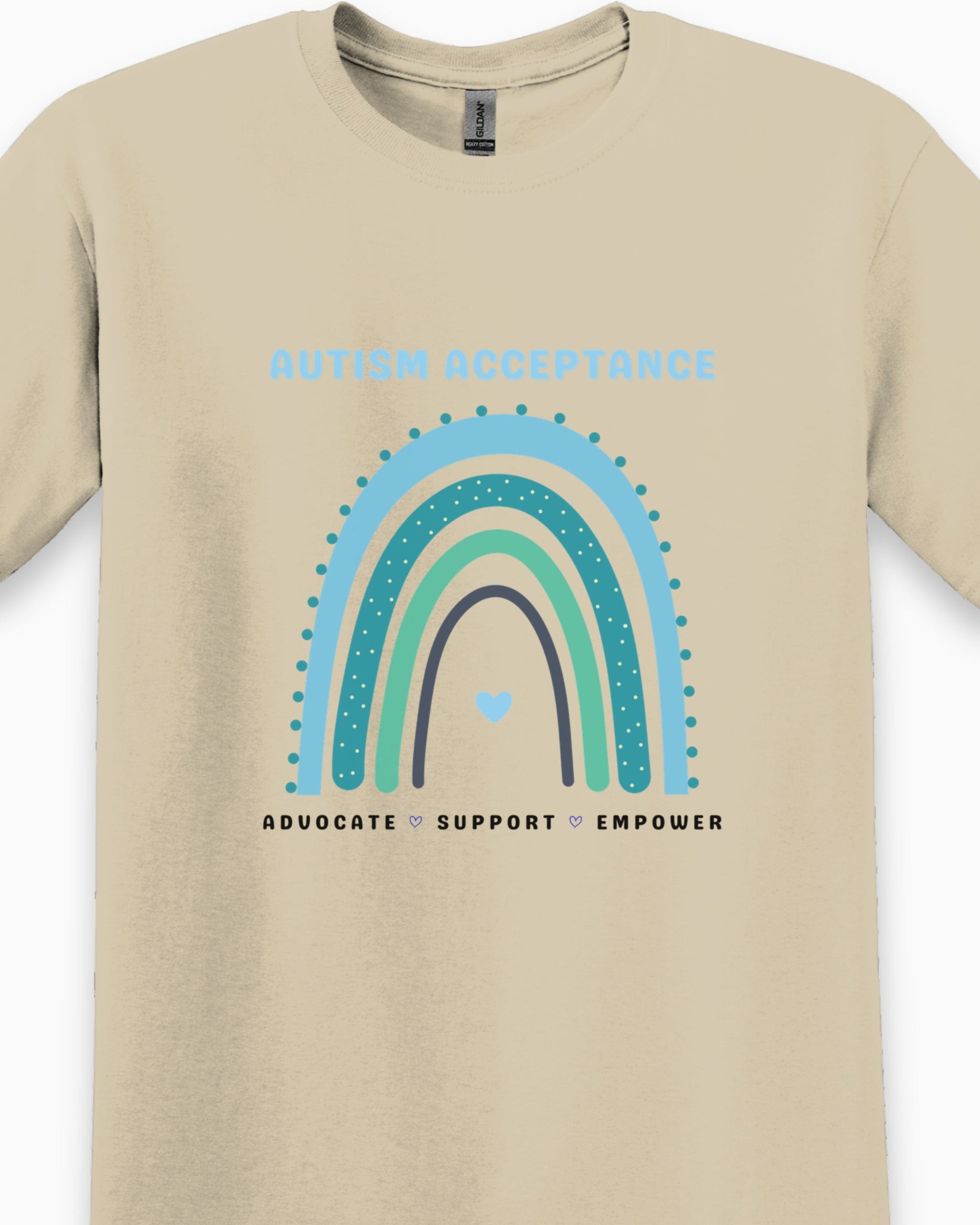 Advocate Support Empower Autism Acceptance Rainbow Tee-Neurodiversity, ADHD & Autism Awareness & Acceptance T-Shirt by Daily Bloom