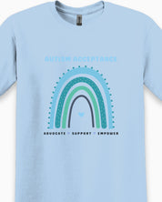 Advocate Support Empower Autism Acceptance Rainbow Tee-Neurodiversity, ADHD & Autism Awareness & Acceptance T-Shirt by Daily Bloom
