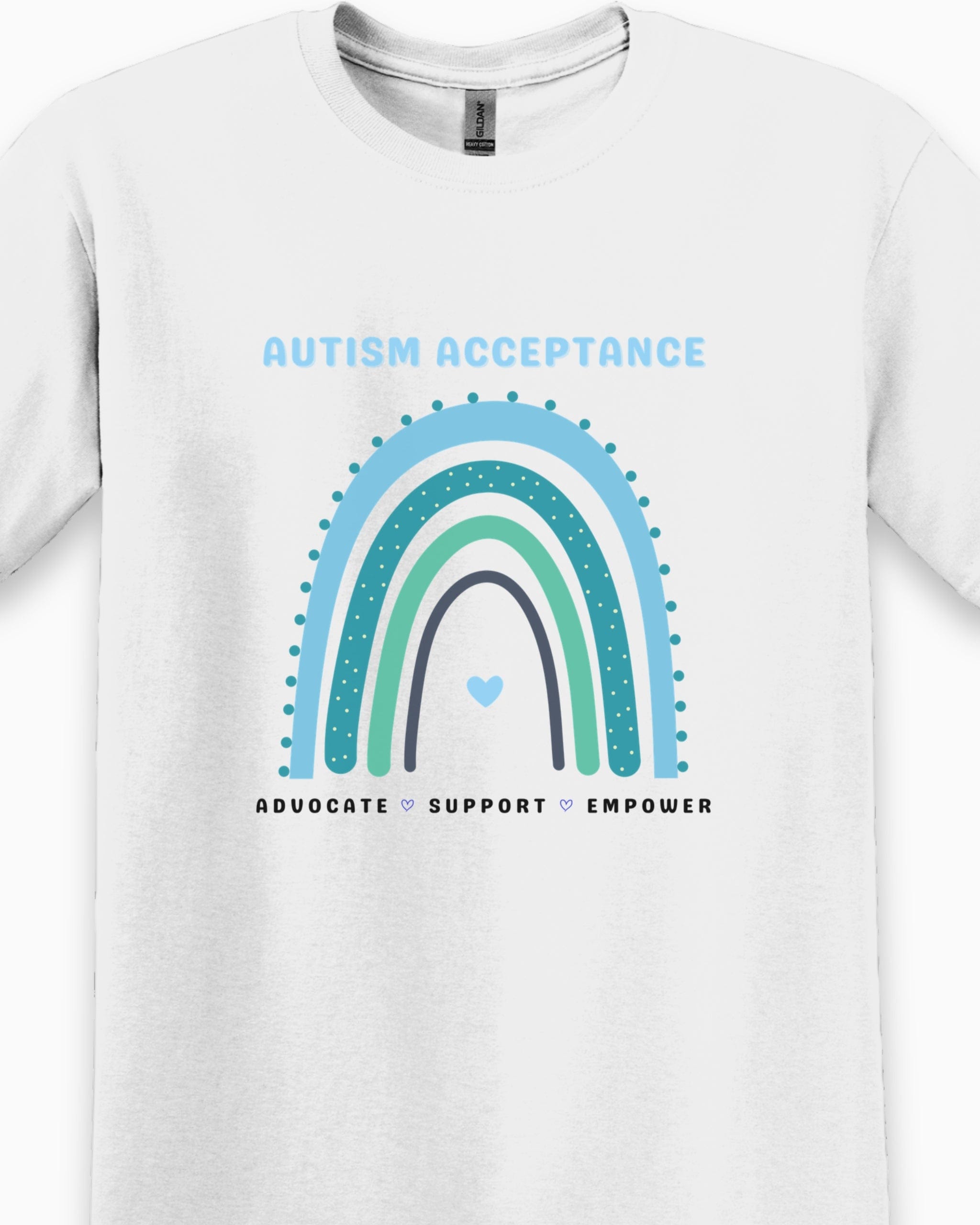 Advocate Support Empower Autism Acceptance Rainbow Tee-Neurodiversity, ADHD & Autism Awareness & Acceptance T-Shirt by Daily Bloom